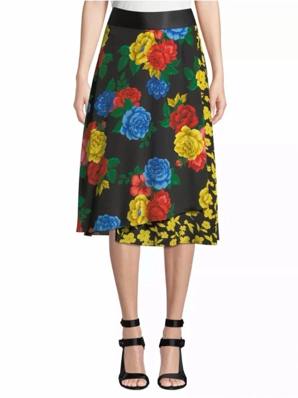 NWT $395 Alice + Olivia Nanette Silk Wrap Midi Floral Skirt